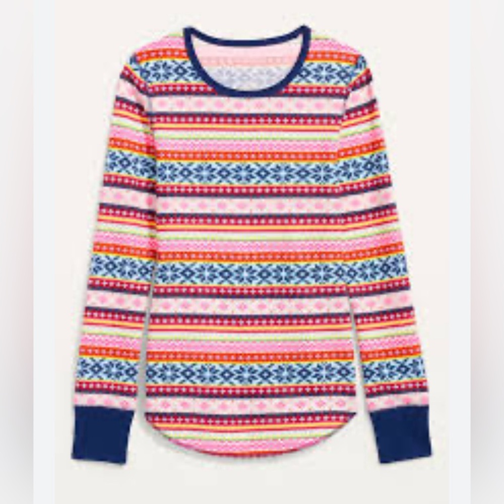Old Navy Printed Thermal-Knit Long-Sleeve Top #1192